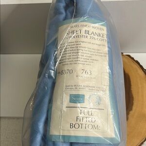 Vintage Sears Royal Blue Full Fitted bottom Sheet Blanket - new in bag